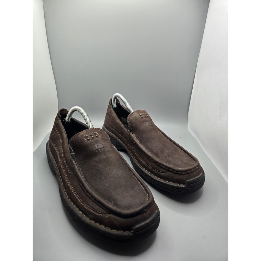 Timberland Men's 8.5 M Brown Leather Slip On Loafers Moc Toe Driving Shoes 79509 - Picture 1 of 9